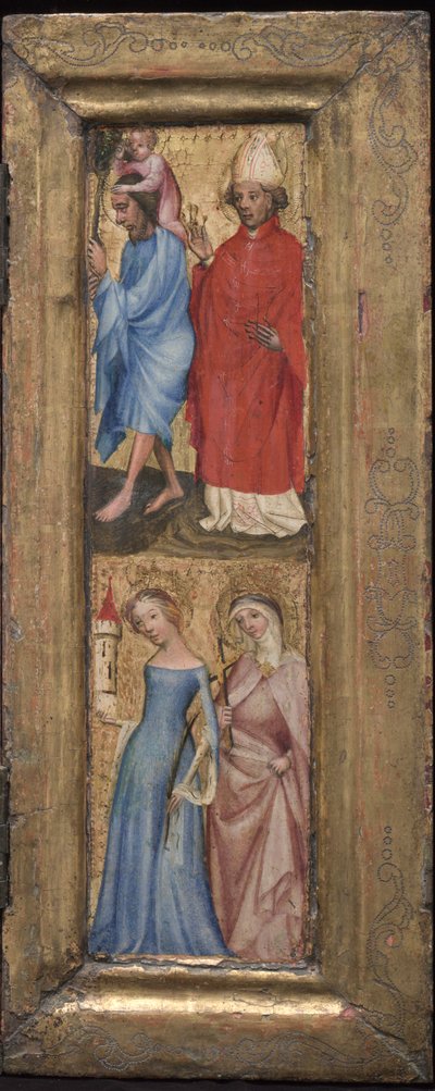 St. Christoffel en St. Erasmus, St. Barbara en een andere vrouwelijke heilige, c. 1424 door Unbekannt