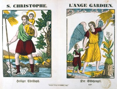 Sint Christoffel en een Beschermengel, 19e eeuw door Unbekannt
