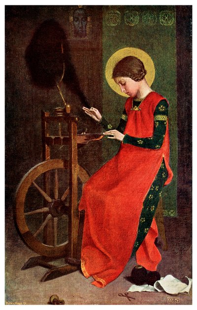 St. Elizabeth van Hongarije spint wol voor de armen, 1901 door Unbekannt