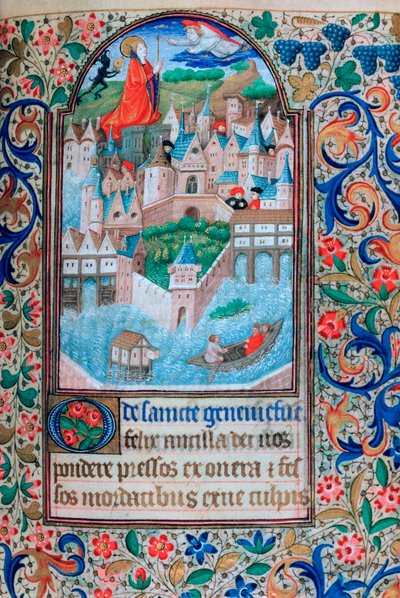 St. Genevieve biddend op de torens van Notre Dame, Parijs, 15e eeuw door Unbekannt