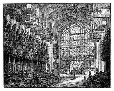St. Georges Kapel, Windsor, met koninklijke galerij en altaar door Unbekannt