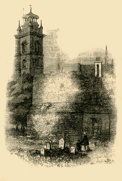 St. Giless, Cripplegate, toont de oude muur, ca. 1872 door Unbekannt