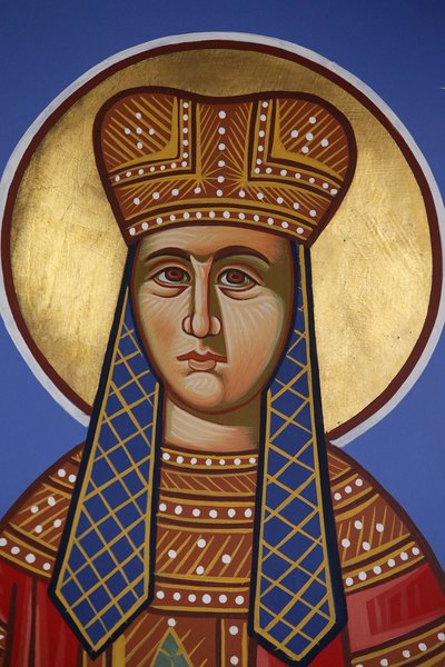 Sint Helena fresco in Pedoulas Orthodoxe kerk, Cyprus, Pedoulas, Cyprus door Unbekannt