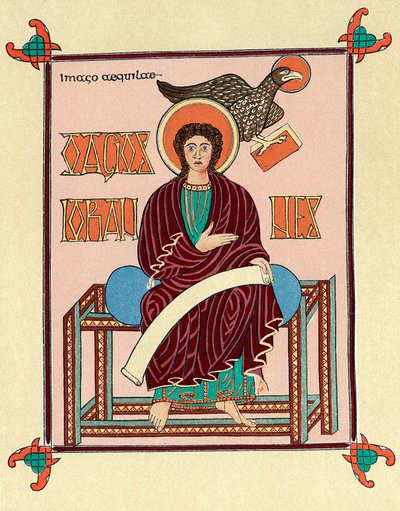 Sint Jan de Evangelist uit het Lindisfarne Durham Evangelieboek, ca. 720 door Unbekannt