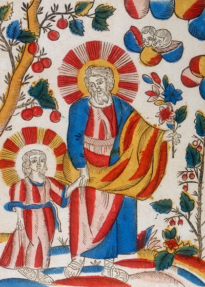 St. Jozef en Jezus, zijn zoon, hand in hand lopend, 18e eeuw door Unbekannt