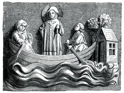 St. Julianus en St. Basilissa, zijn vrouw, vervoeren Christus in hun boot, 13e eeuw 1870 door Unbekannt