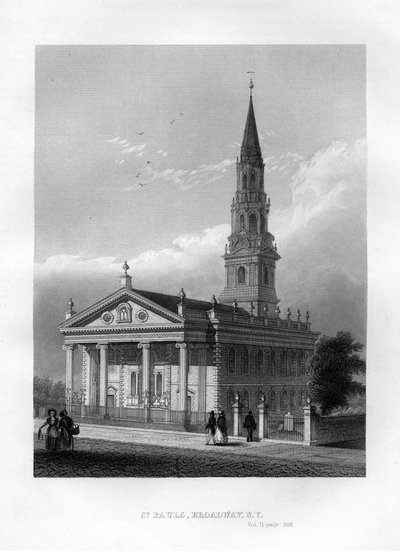 St Pauls Kapel, Broadway, New York, 1855 door Unbekannt