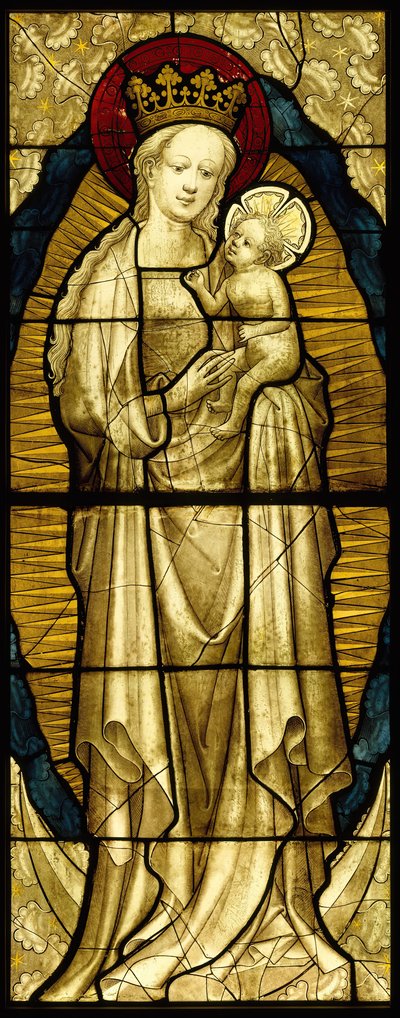 Glas-in-lood paneel met de Maagd en Kind, Duits, 1430-35 door Unbekannt