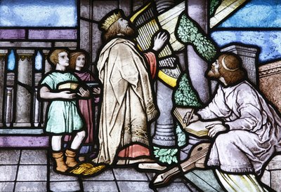 Glas-in-lood: David en Saul, Boedapest, Hongarije door Unbekannt