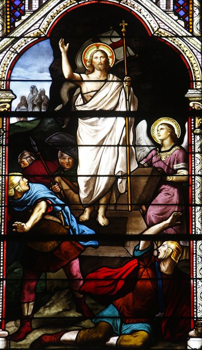 Glas-in-loodraam: de opstanding van Christus, Levallois-Perret, Frankrijk door Unbekannt