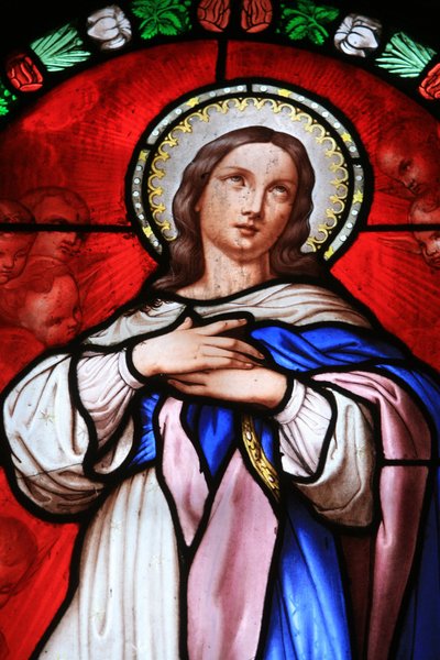Glas-in-loodraam: Maagd Maria, Beaune, Frankrijk door Unbekannt