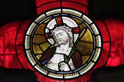 Glas-in-loodraam van Jezus, Kerk van St. Peter en Paul, Istanbul, Turkije door Unbekannt