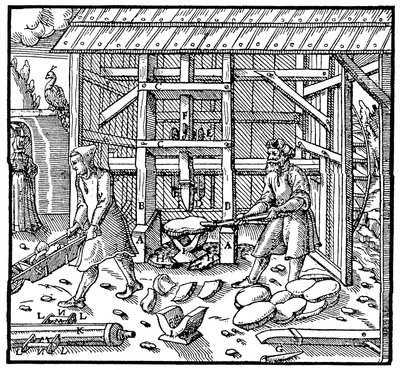 Stempel voor het breken van kopercupellatiekoeken voor verdere raffinage, 1556 door Unbekannt