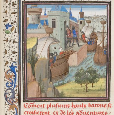 Begin van de Vierde Kruistocht. Miniatuur uit de Historia door Willem van Tyrus, 1460s door Unbekannt