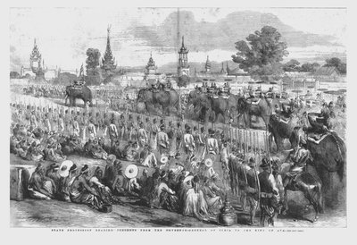 Staatsprocessie met geschenken van de gouverneur-generaal van India aan de koning van Ava, 1856 door Unbekannt