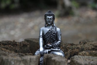 Standbeeld in de tuin van de Buddhapadipa tempel, Wimbledon, Verenigd Koninkrijk door Unbekannt