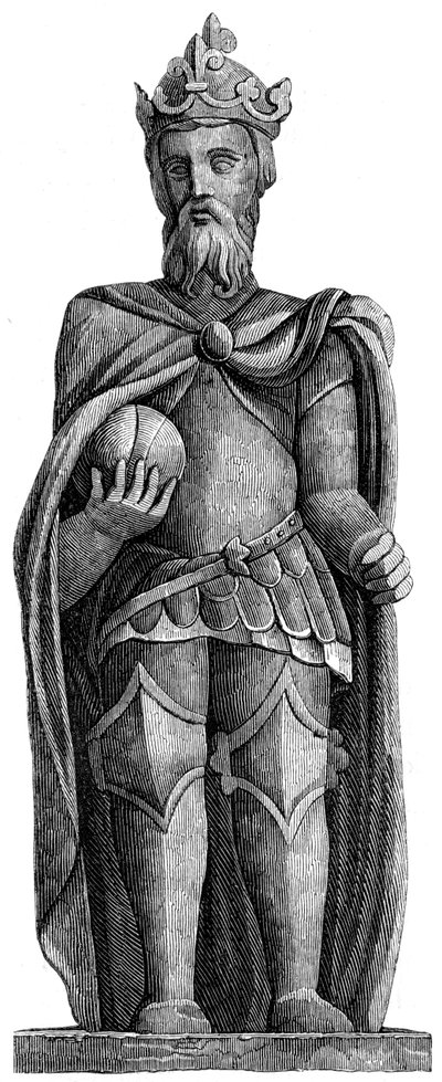 Standbeeld van Karel de Grote 712-814, St Julien le Pauvre, Parijs, 11e-12e eeuw 1849 door Unbekannt