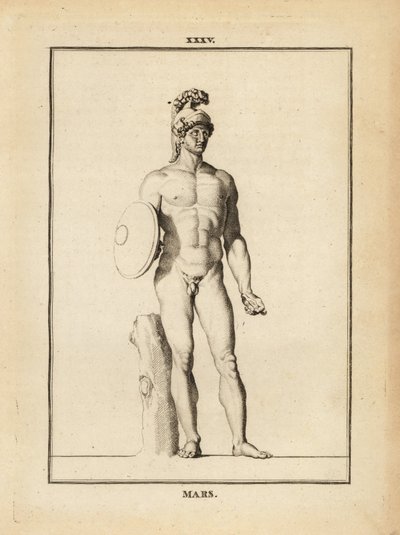 Standbeeld van Mars, Romeinse god van de oorlog, met helm en schild door Unbekannt