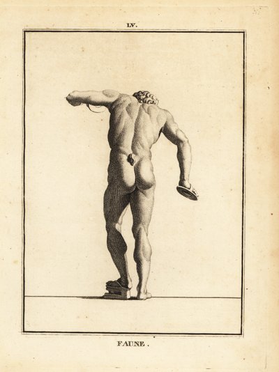 Standbeeld van een faun bij een Bacchanaal met cimbalen en scabellum door Unbekannt