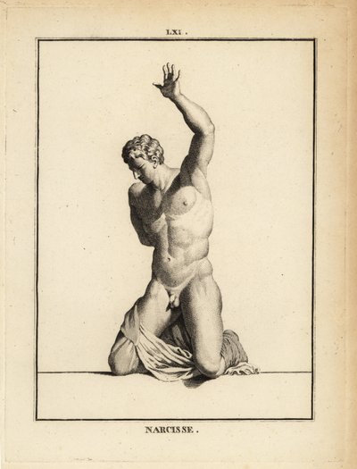 Standbeeld van de mooie jager Narcissus, uit de Griekse mythologie door Unbekannt