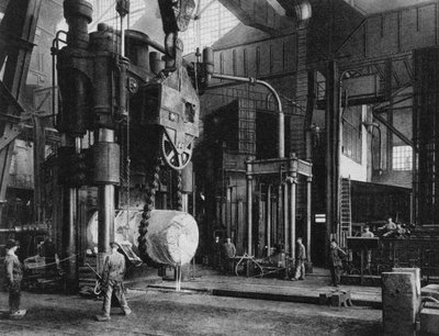 Staalproductie, Krupp-fabriek, Essen, Duitsland, Eerste Wereldoorlog, 1917 door Unbekannt