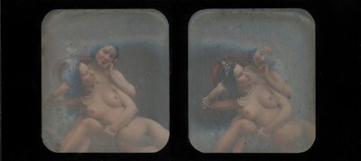 [Stereografisch beeld van twee naakte vrouwen], 1840s door Unbekannt