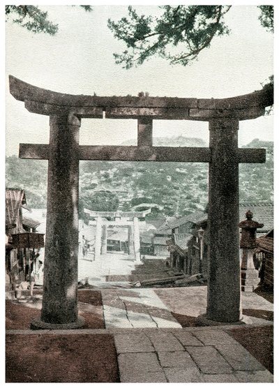 Stenen torii, Suwa-tempel, Nagasaki, Japan door Unbekannt