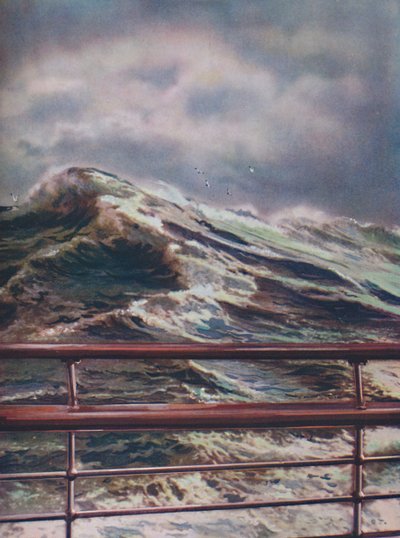 Stormachtige zeeën van de Atlantische Oceaan vanaf een moderne lijnboot door Unbekannt