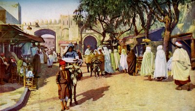 Straatscène, Kairouan, Tunesië, ca. 1924 door Unbekannt