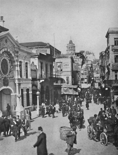Straatzicht in Galata vanaf het Einde van de Brug, Constantinopel door Unbekannt