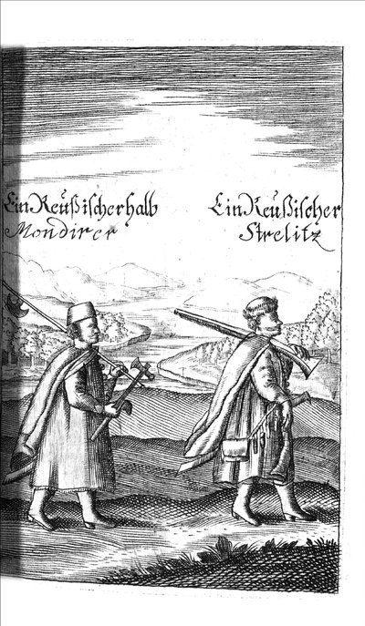 Streltsy uit Georg Adam Schleissing Derer beyden Czaaren in Reussland Iwan und Peter Alexewiz, 1693 door Unbekannt