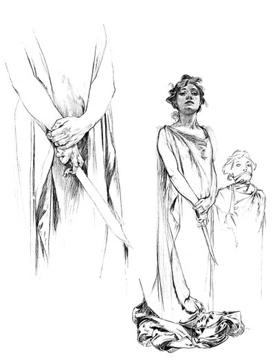 Studies in potlood voor de Medee-poster, 1899 door Unbekannt