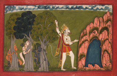 Sugriva apengeneraal daagt zijn broer Bali uit, ca. 1720 door Unbekannt