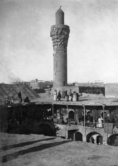Suq al-Ghazl Minaret, Bagdad, Irak, 1917-1919 door Unbekannt