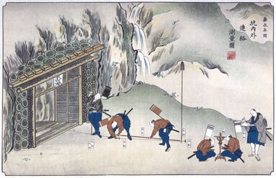 Het in kaart brengen van de ingang van een mijn, Japan, ca. 1850 door Unbekannt