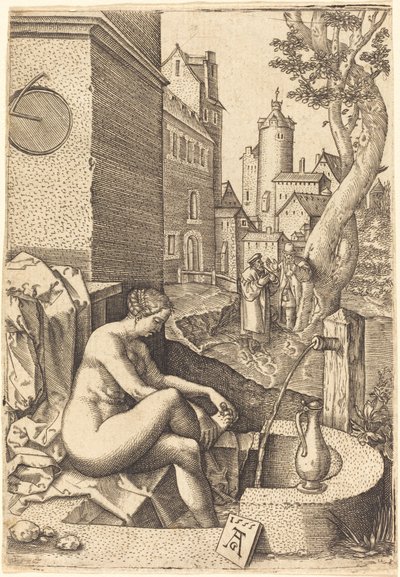 Susanna verrast door de twee ouderlingen, 1555 door Unbekannt