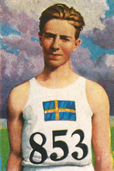Zweedse speerwerper Erik Lundquist, 1928 door Unbekannt