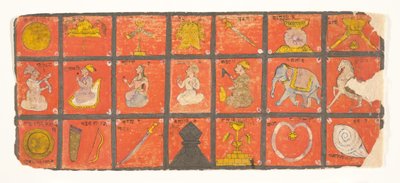Symbolen van de Chakravartin... een Digambara Manuscript, Mogelijk de Shalibhadra door Unbekannt