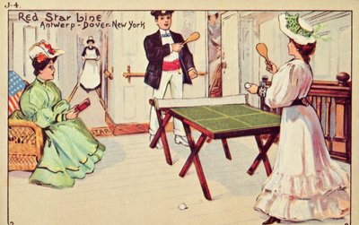 Tafeltennis aan boord van een Red Star Line passagiersschip, 1907 door Unbekannt