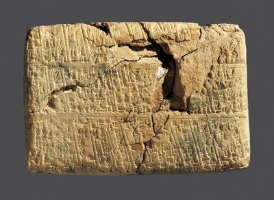 Tablet met een wiskundige tekst. Kunst van Babylon. door Unbekannt