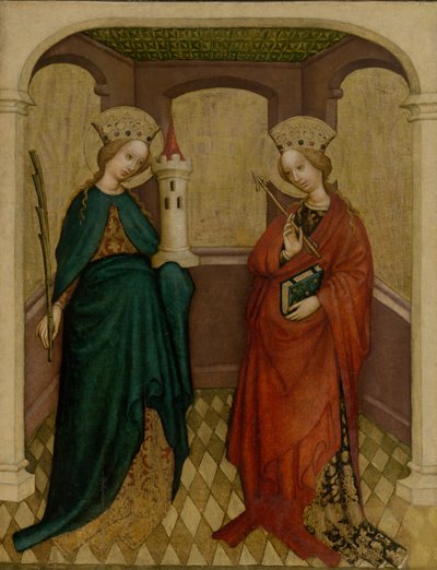 Paneel met St. Barbara en St. Ursula door Unbekannt