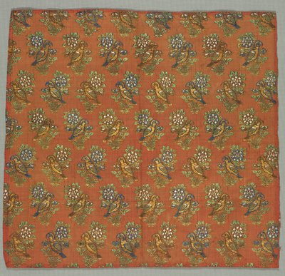 Taffetafragment met Gul-u-Bulbul Roos en Nachtegaalpatroon, 1700s door Unbekannt