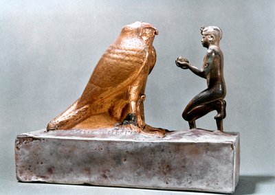 Taharqa voor de valk Hemen, Oud-Egyptisch, 7e eeuw v.Chr. door Unbekannt