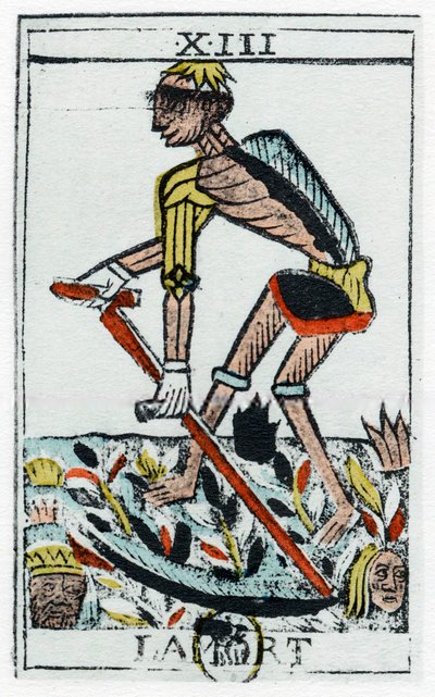 Tarotkaart van de dood, de magere Hein, Noblet tarot, 17e eeuw door Unbekannt