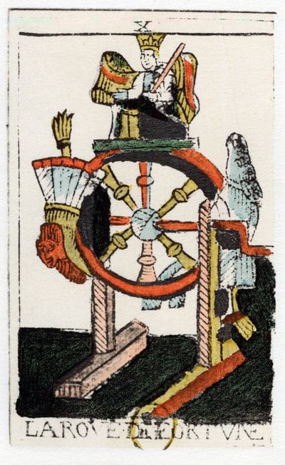Tarotkaart van Het Rad van Fortuin, Noblet Tarot, 17e eeuw door Unbekannt