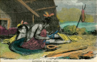 Tatoeëren van een Maori-hoofdman, eind 19e eeuw door Unbekannt