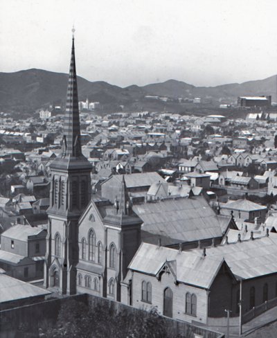 Te Aro, vanaf Terrace, Wellington, eind 19e-begin 20e eeuw door Unbekannt