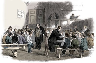 Jongens leren lezen in de Ragged School Union school, Lambeth, Londen, 1868 door Unbekannt