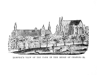 Tempests uitzicht op het park tijdens het bewind van Karel II, ca. 1870 door Unbekannt