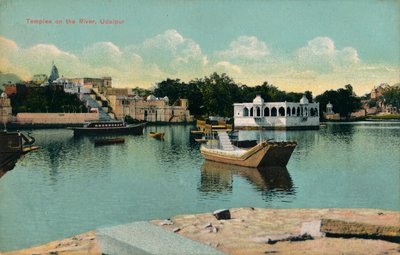 Tempels aan de Rivier, Udaipur door Unbekannt